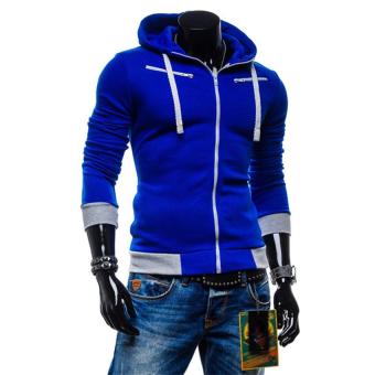 2017 Autumn Men Cardigan Hoodies Jacket Brand Fashion Wear Hoodies Men's Casual Slim Sport Hooded Zipper Hoodie (Blue) - intl  