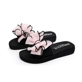 2017 Bohemia Bow Deco. Sandals 3cm Heel-Pink - intl  