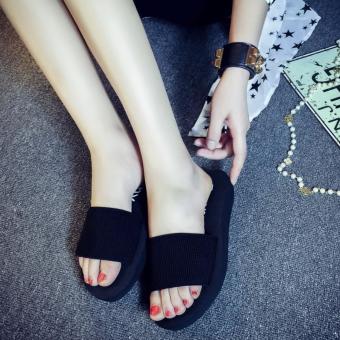2017 explosion summer ladies sandals fashion slippers flip flops (black) - intl  