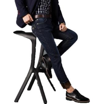 2017 High Quality Men's Winter Thicken Stretch Denim Jeans Warm Fleece Jean Trouser Pants (Black) - intl  