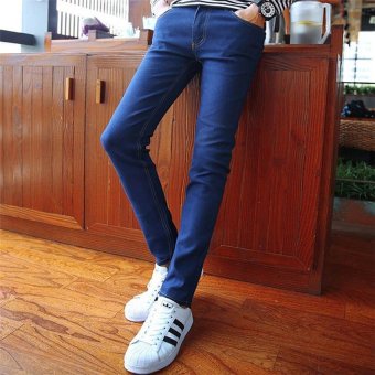 2017 High Quality New Men Jeans Size 28 to 34 Black Blue Stretch Denim Slim Fit Men Jeans for Man Pants 28(blue) - intl  