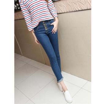 2017 Korean Skinny Jeans Woman spring New Pencil Jeans For Women Fashion Slim Blue Jeans mid Waist Women's Denim Pants - intl  