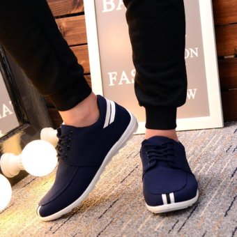 2017 Men's Classic Korean Style Casual Canvas Shoes(Blue) - intl  