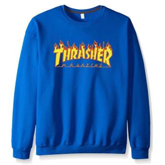2017 New Autumn Winter Funny Hoodies Sweatshit Harajuku Fashion Thrasher Sweatshirt Hip Hop Polar Mark Trasher Men Shirts (Blue) - intl  