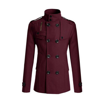 2017 New Fashion Trench Coat Men Classic Double Breasted Clothing Long British Style XL(wine red) - intl  