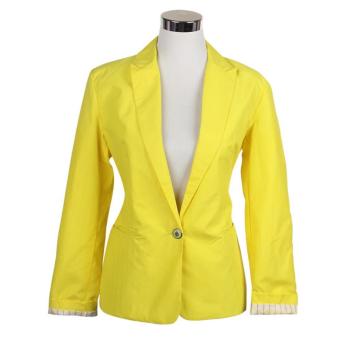 2017 New Hot Blazer Women Candy Color Jackets Suit Slim Ladies Blazers Work Wear Jacket M(yellow) - intl  