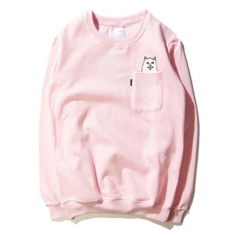 2017 New Men's Cat Pockets Sweatshirt hoodies hip hop sweatshirt harajuku hoodies M(pink) - intl  