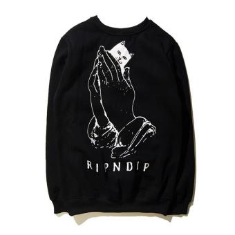 2017 New Men's Cat Pockets Sweatshirt Hoodies Hip Hop Sweatshirt Hoodies M(black) - intl  