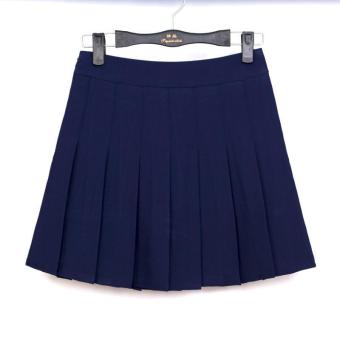 2017 new spring ladies mini skirt student pleated skirt Includes safety pants ??dark blue?? - intl  