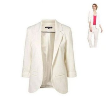 2017 New Women's Autumn Formal Slim Suit Coat 3/4 Sleeve Outwear Office Lady Business Blazer XL(white) - intl  