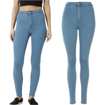 2017 New Women's High Waist Skinny Slim Denim Jeans Trouser Long Pencil Pants L(Light blue) - intl  