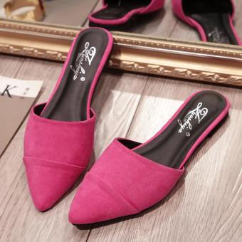 2017 spring and autumn new women's shoes pointed half drag single shoes fashion casual women slippers (rose) - intl  