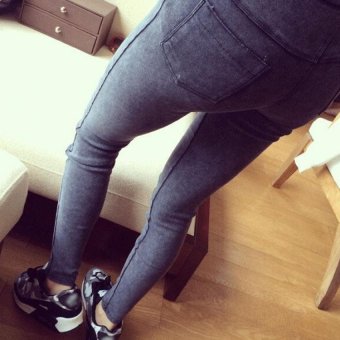 2017 Spring Autumn New Fashion Skinny Slim Thin High Elastic Waist Washed Jeans Leggings Pencil Pants Denim Leggings For Women S(Black) - intl  