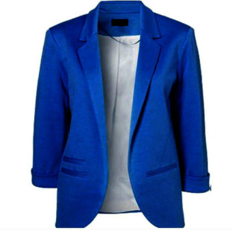 2017 Spring Fashion Women Slim Fit Blazer Jackets Notched Three Quarter Sleeve Blazer XL(blue) - intl  