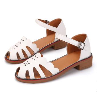 2017 summer gladiator sandals women leather flat fashion sandals (white) - intl  