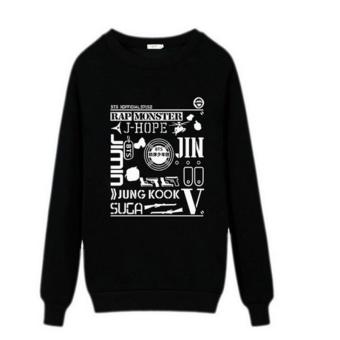 2017 WAKE UP BTS plates long sleeved T-shirt sweater(black) - intl  