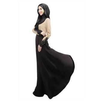 2017 Women's Islamic Muslim Wear Lace Slim Long Dress Baju Kurung Arab Loose-fitting Clothing Wear Special for Ramadan (Black) - intl  