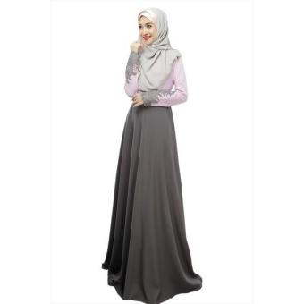 2017 Women's Islamic Muslim Wear Lace Slim Long Dress Baju Kurung Arab Loose-fitting Clothing Wear Special for Ramadan (Grey) - intl  