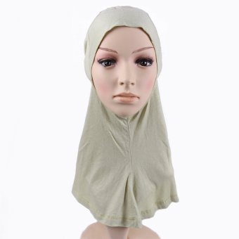 2017New fashion Cotton Hijab Underscarf Muslim Bonnet Ninja Islamic Inner Cpa Turban Hat Women's Head Scarf cotton polyester light green  