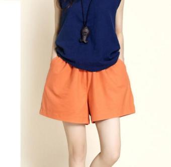 2NE1 Linen shorts high waist wide leg shorts Orange - intl  