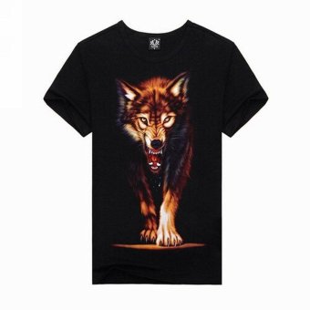 3D Wolf Print T-Shirt (Black)  