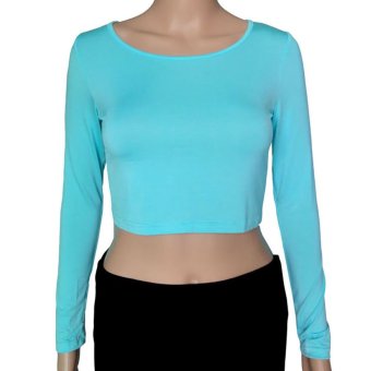 3pcs/lot Muslim Long Sleeve Half-length T-shirt for Women Free Size (Cornflower Blue/Grey/Green)  