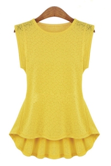 6157 Women's Tops Sleeveless Skirt Fashion (Yellow)  