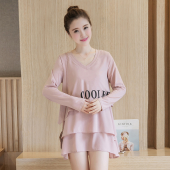 6163# Fashion Nursing Shirts For Maternity Mother Autumn Long Sleeve Loose Breastfeeding Tops Clothes Breast Feeding Wear(Pink) - intl  