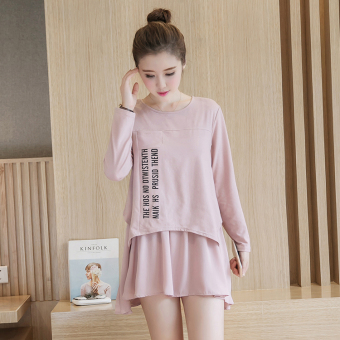 6165# Fashion Nursing Shirts For Maternity Mother Autumn Long Sleeve Loose Breastfeeding Tops Clothes Breast Feeding Wear(Pink) - intl  