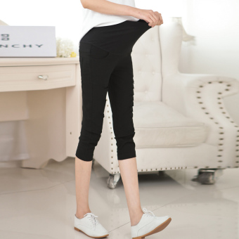 810# Summer Cotton Slim Maternity Capris Pants with Hole Belly Elastic Pencil Clothes for Pregnant Women Pregnancy Clothing - intl  