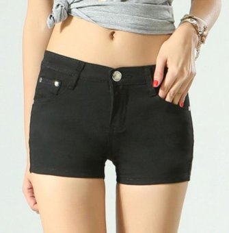 A piatter The new candy denim color shorts Black - intl  