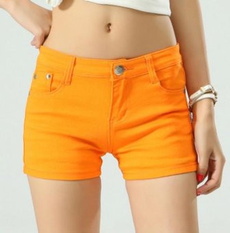 A piatter The new candy denim color shorts Orange - intl  