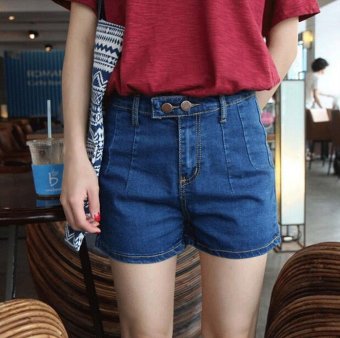 A piatter The new women's high-waist denim shorts Blue - intl  