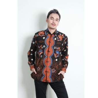 Aamir Kinsler BTU17 Kemeja Batik Tulis Katun -Hitam Orange  