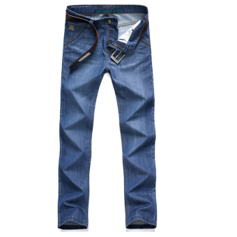 AFS JEEP Men Denim Loose Straight Embroidery Clubwear Jeans Pants Blue  