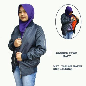 Aftersix jaket bomber polos wanita keren \[navy]\  