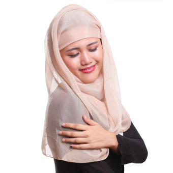 Agapeon Muslim Hijab Silk-feel Shawl Scarf Khaki  