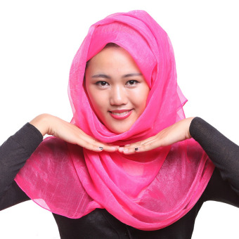 Agapeon Muslim Hijab Silk-feel Shawl Scarf Rose Red  