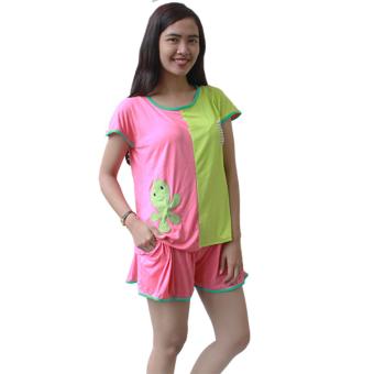 Aily Setelan Baju Tidur Lengan Pendek Celana Pendek - 817 [ Pink ]  