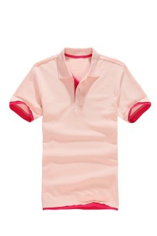 AJFASHION Men's Classic Lapel Polo T-shirt (Pink Rosy)  