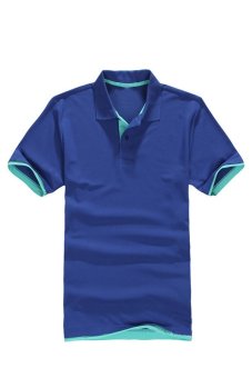 AJFASHION Men's Classic Lapel Polo T-shirt (Royal Blue Green)  