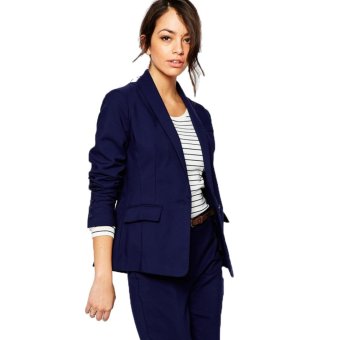 Aline - Tailored Crepe Suit in Navy Blue  