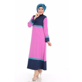 Alnita AG-01 Baju Muslim Baju Hijab Baju Muslim Modern Wanita Baju Muslim Gamis Dress Kaos Fanta Pink  