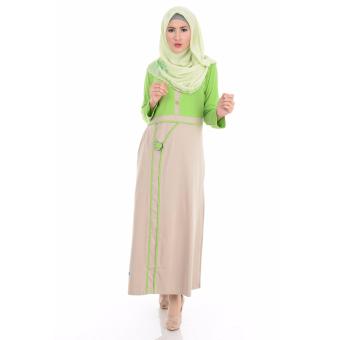 Alnita AG-02 Baju Muslim Baju Hijab Baju Muslim Modern Wanita Baju Muslim Gamis Dress Kaos Coklat Susu  