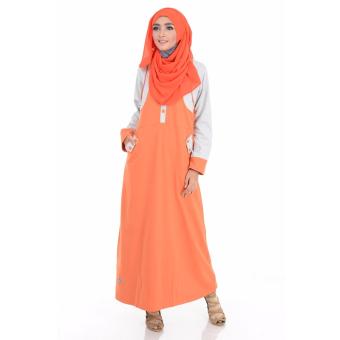 Alnita AG-05 Baju Muslim Baju Hijab Baju Muslim Modern Wanita Baju Muslim Gamis Dress Kaos Orange  
