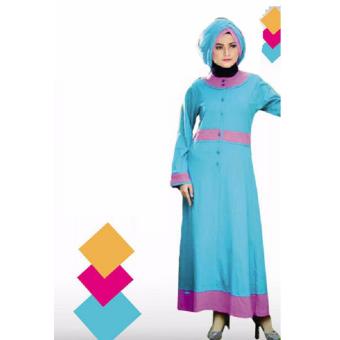 Alnita AG-06 Baju Muslim Baju Hijab Baju Muslim Modern Wanita Baju Muslim Gamis Dress Kaos Hijau Tosca  