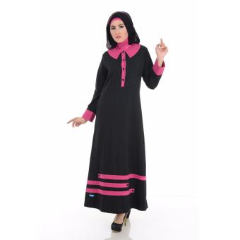 Alnita AG-09 Baju Muslim Baju Hijab Baju Muslim Modern Wanita Baju Muslim Gamis Dress Kaos Hitam  