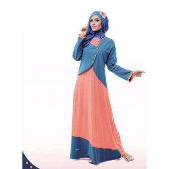 Alnita AG-13 Baju Muslim Baju Hijab Baju Muslim Modern Wanita Baju Muslim Gamis Dress Kaos Peach  