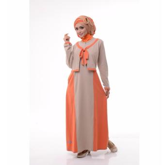 Alnita AG-14 Baju Muslim Baju Hijab Baju Muslim Modern Wanita Baju Muslim Gamis Dress Kaos Coklat Susu  