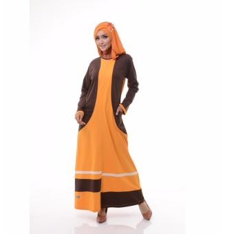 Alnita AG-15 Baju Muslim Baju Hijab Baju Muslim Modern Wanita Baju Muslim Gamis Dress Kaos Kuning Kunyit  